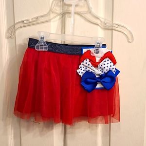 Little girls patriotic tutu skirt & hair bows